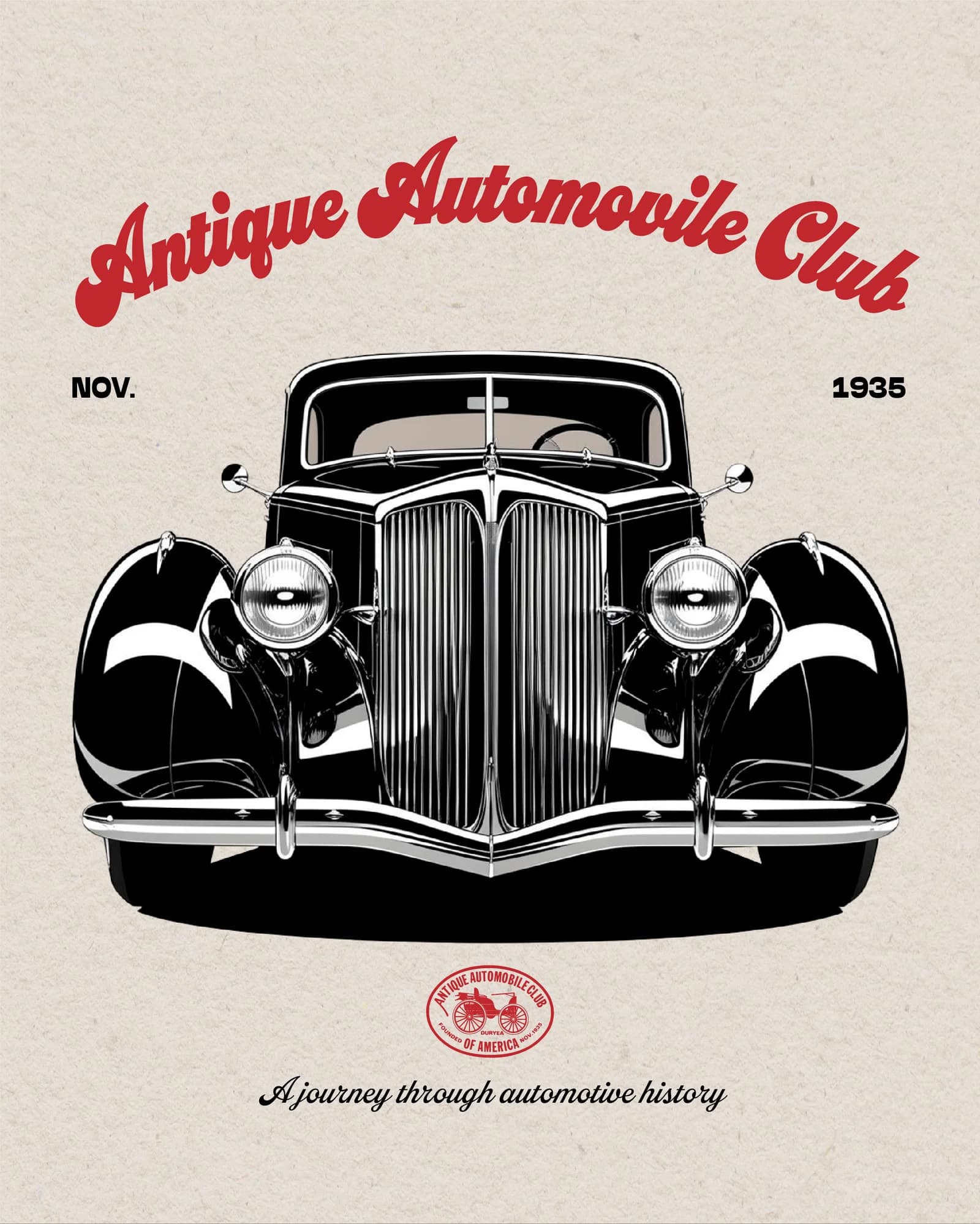 Antique Automobile Club flyer — black coupe