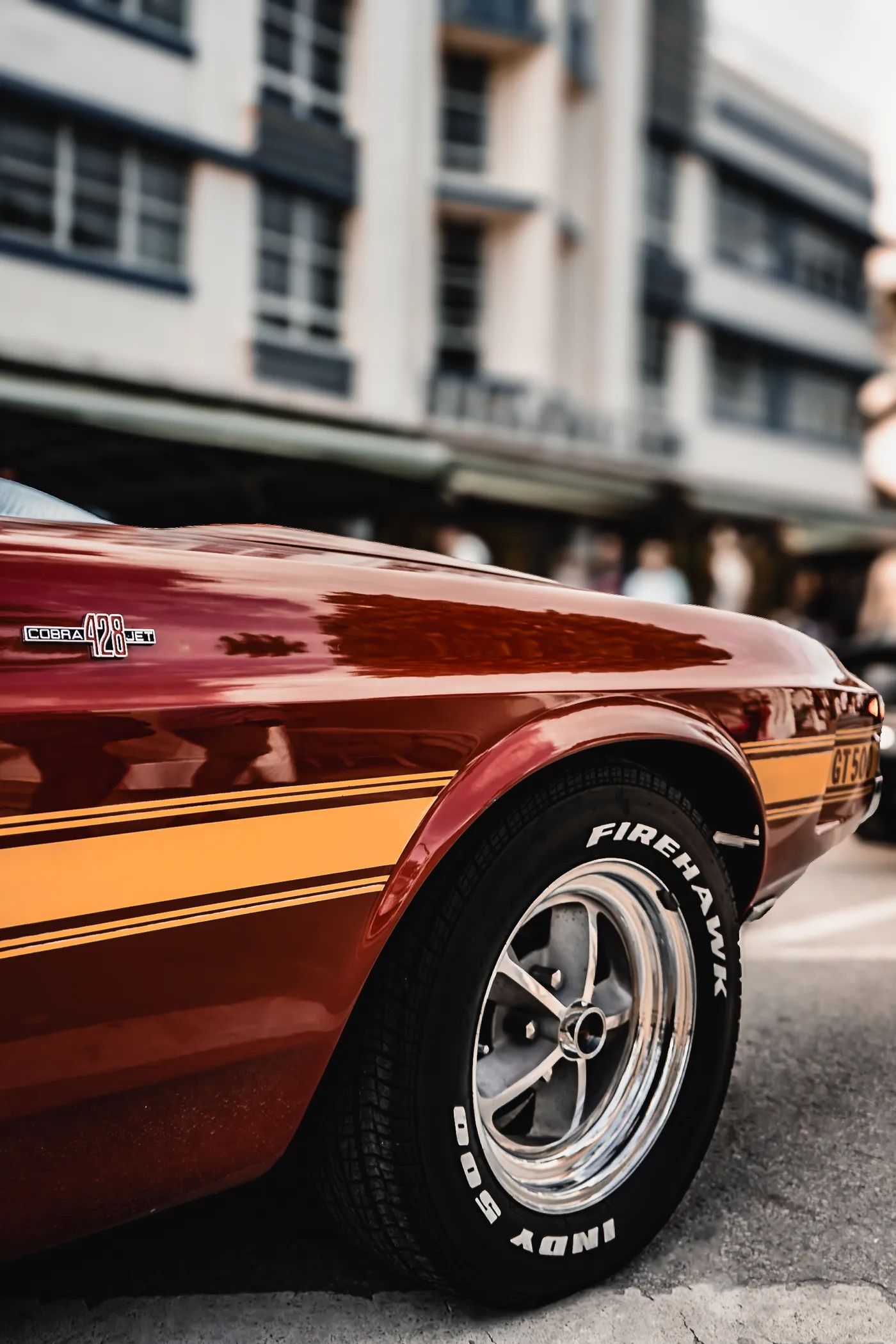 1969 Shelby GT500 — wheel and racing stripe