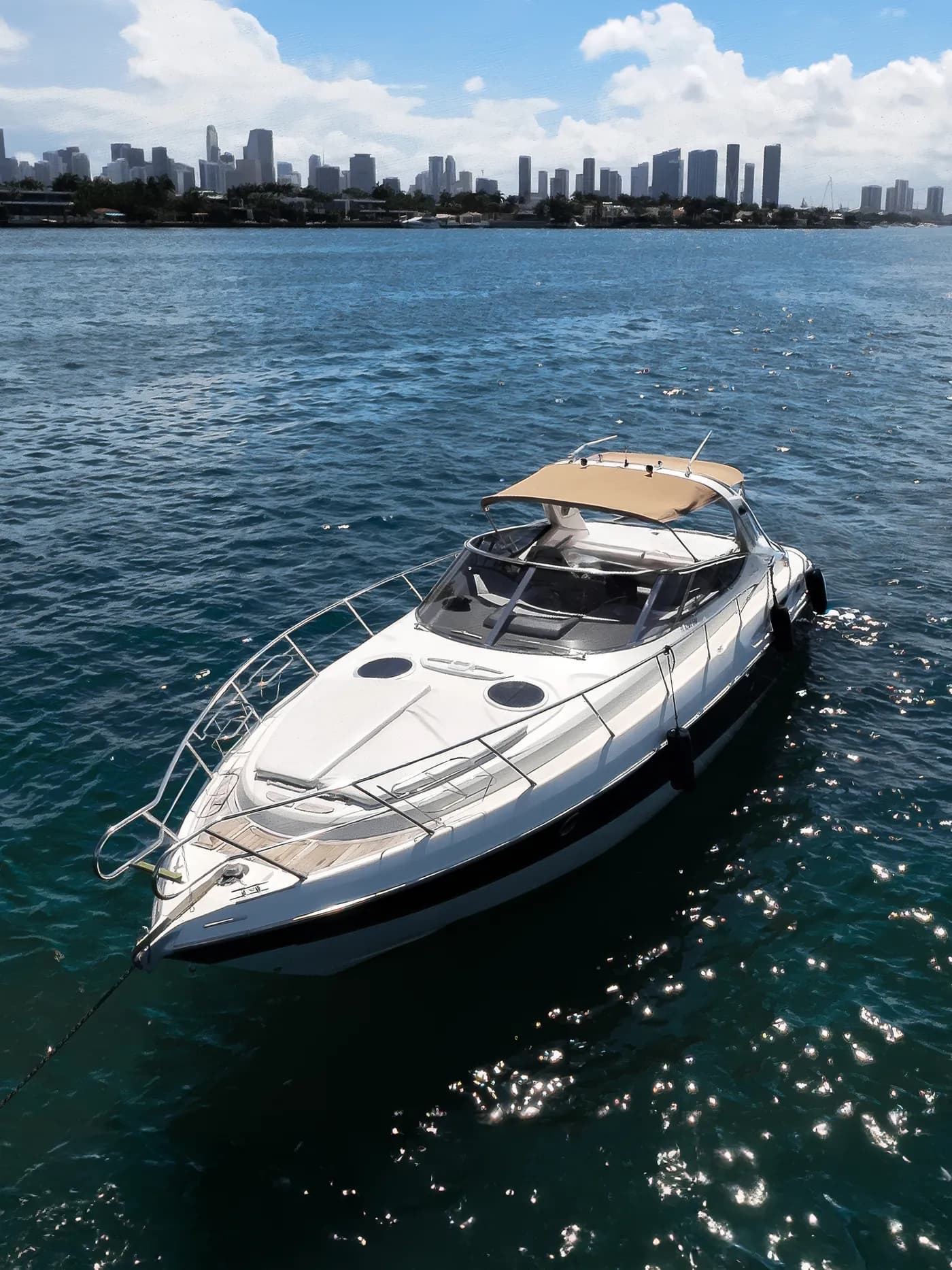 The Cranchi 45 — bow on the water