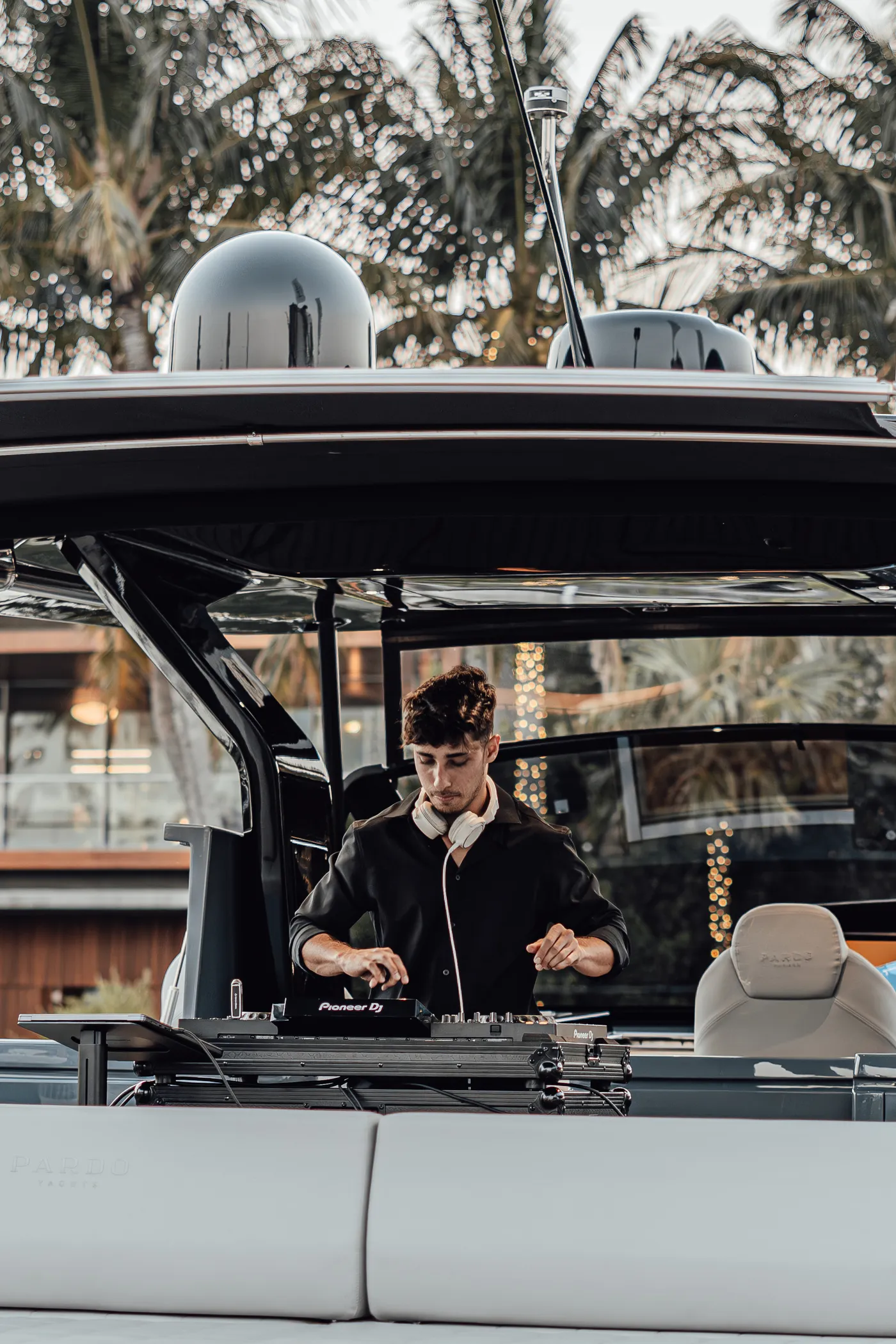 A DJ set aboard one of the yachts