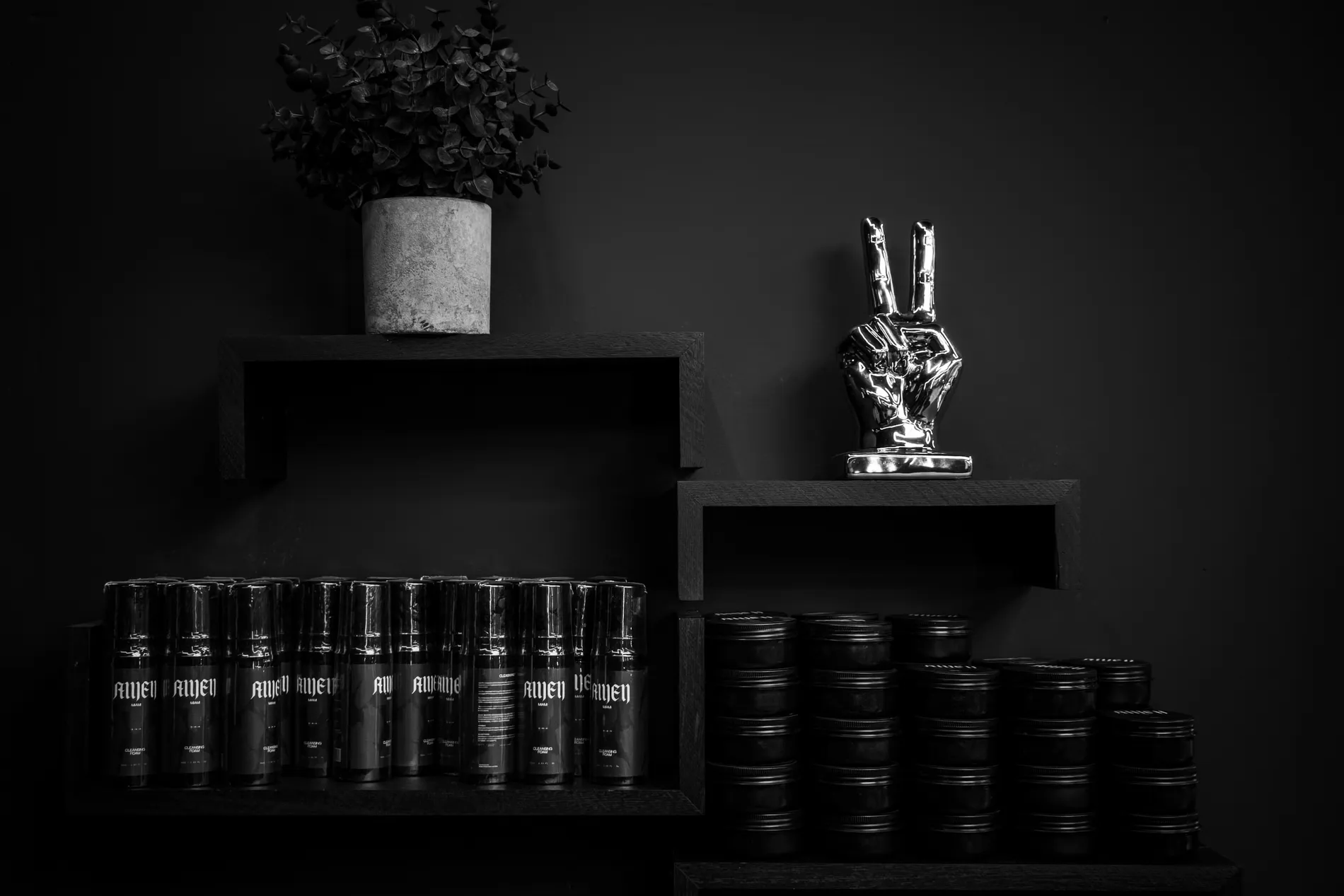 Ink stock on the studio shelving
