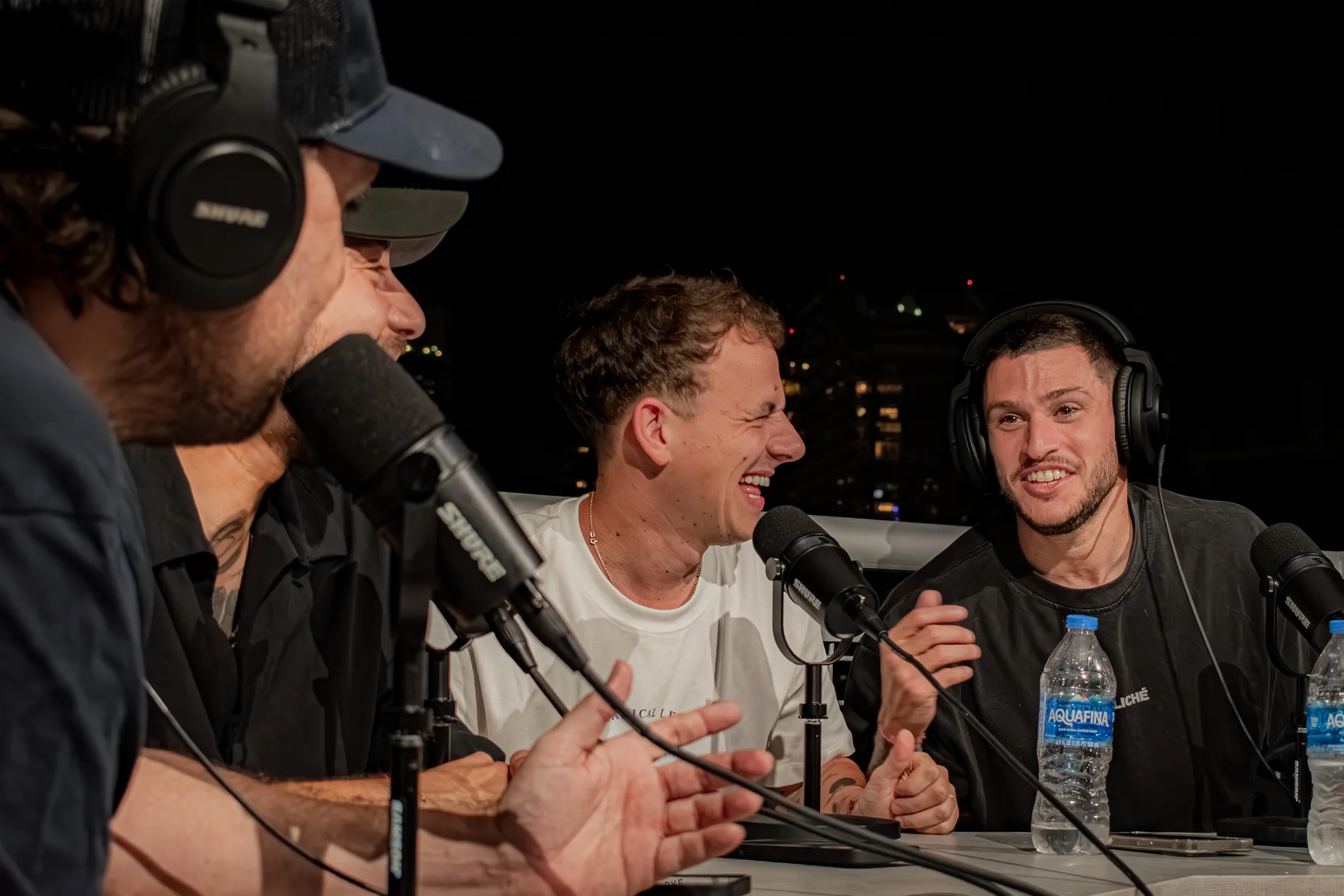 The panel laughing mid-recording