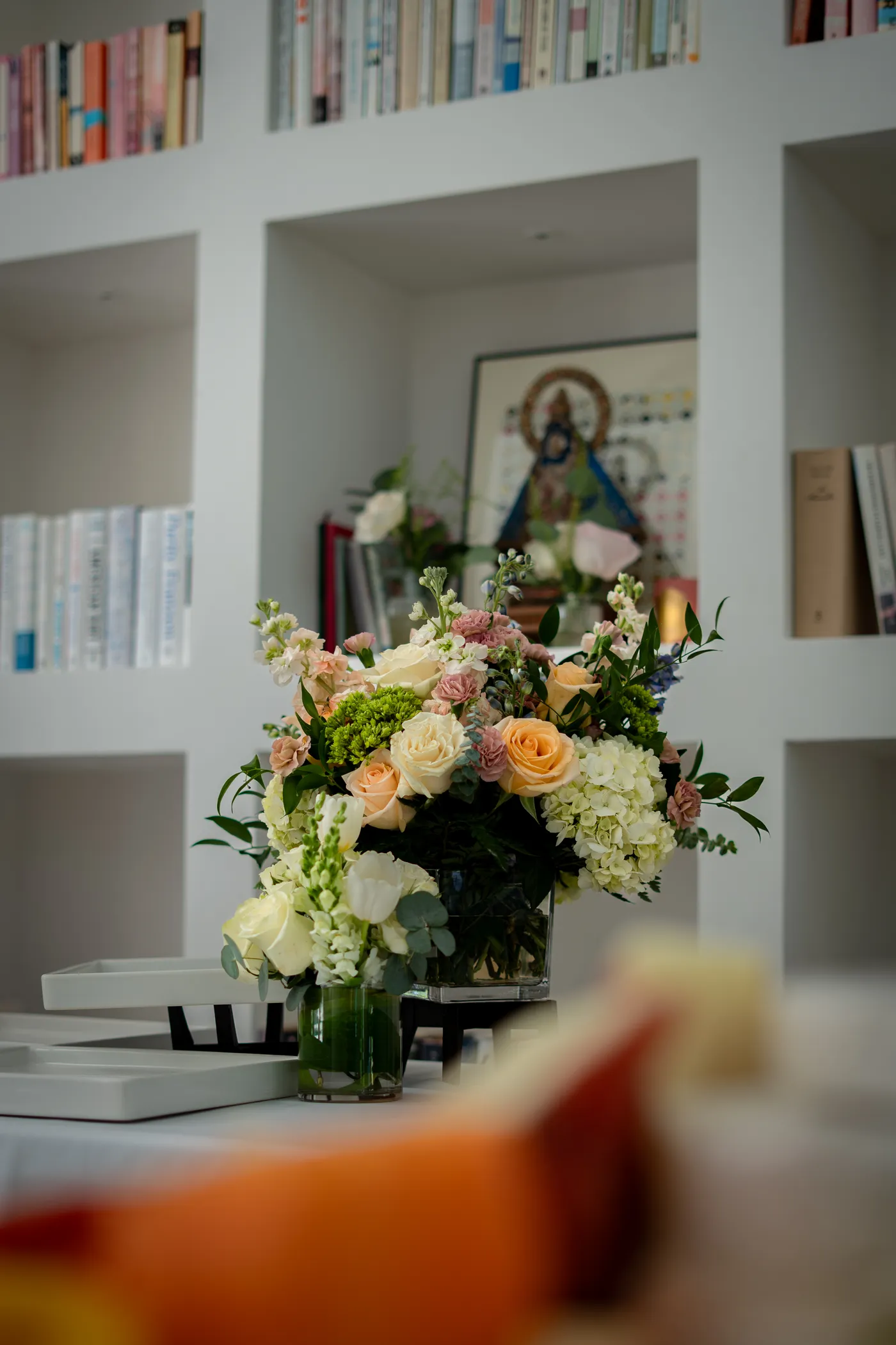 The floral arrangement as installed