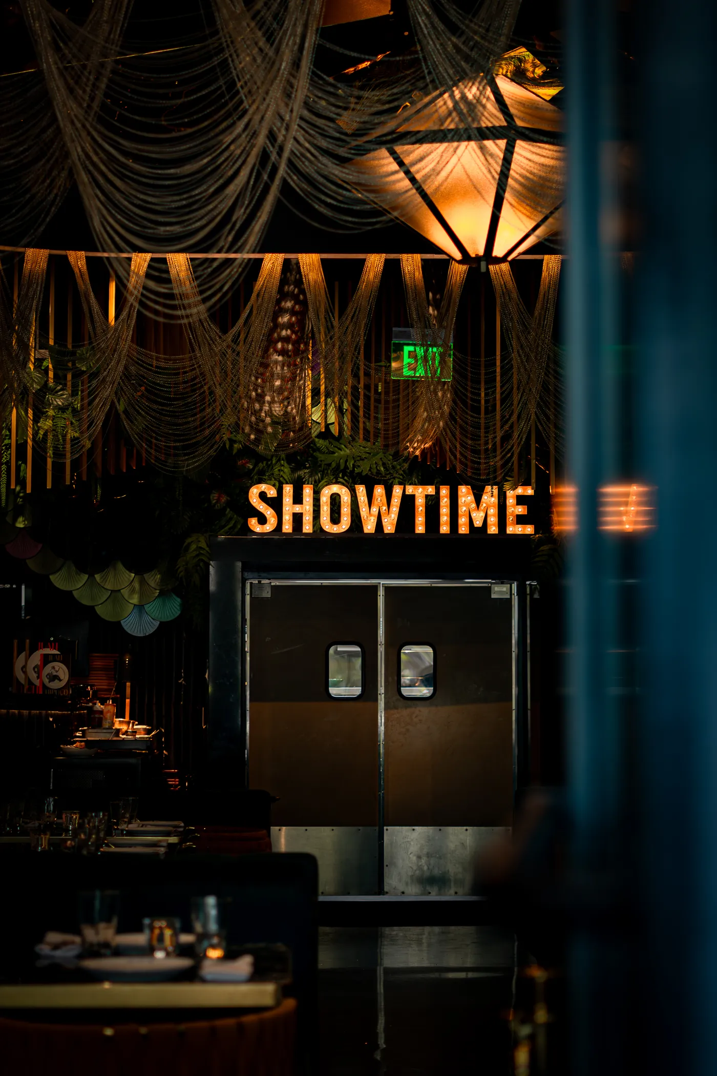 Hanging chains and the SHOWTIME sign