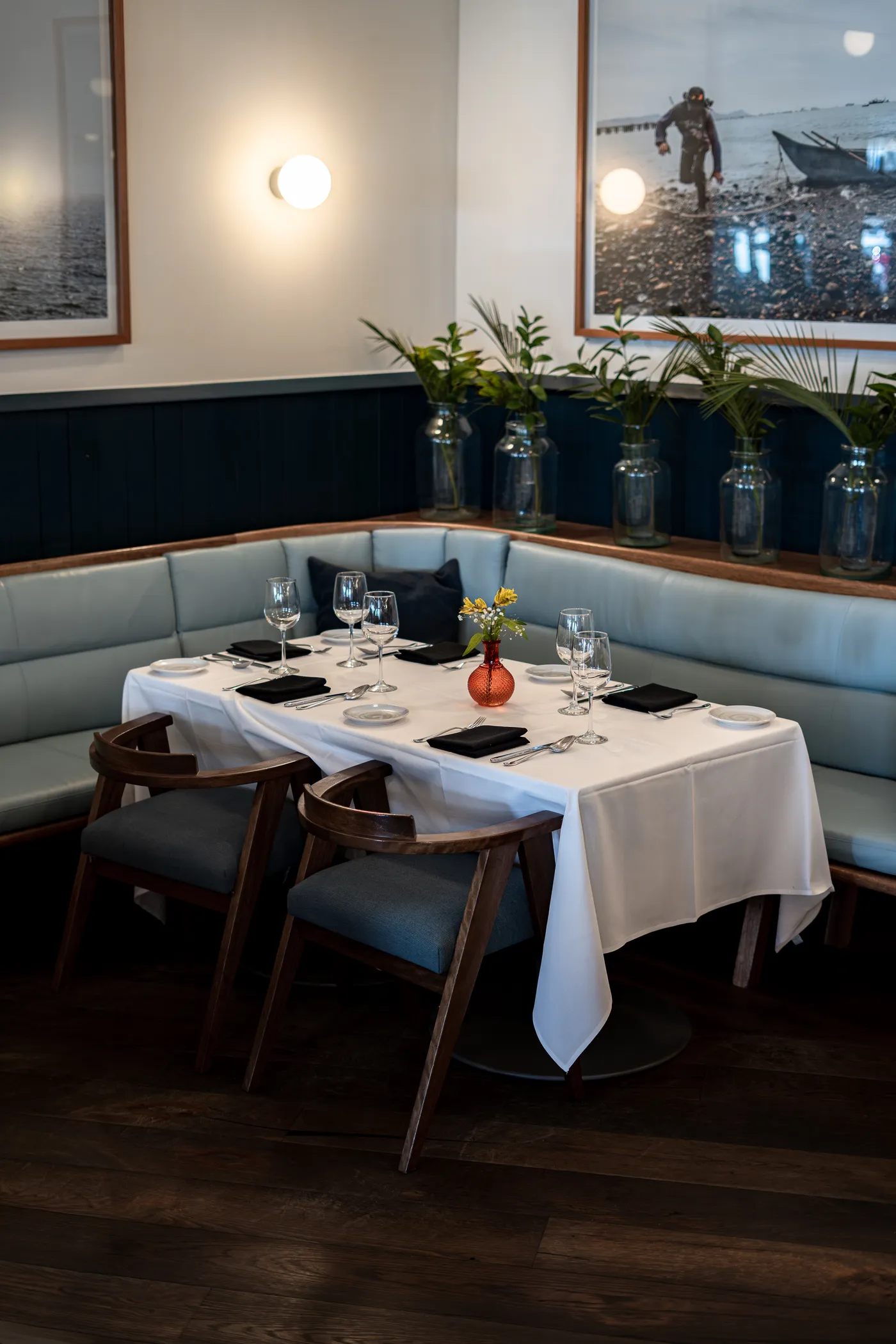 A set banquette table