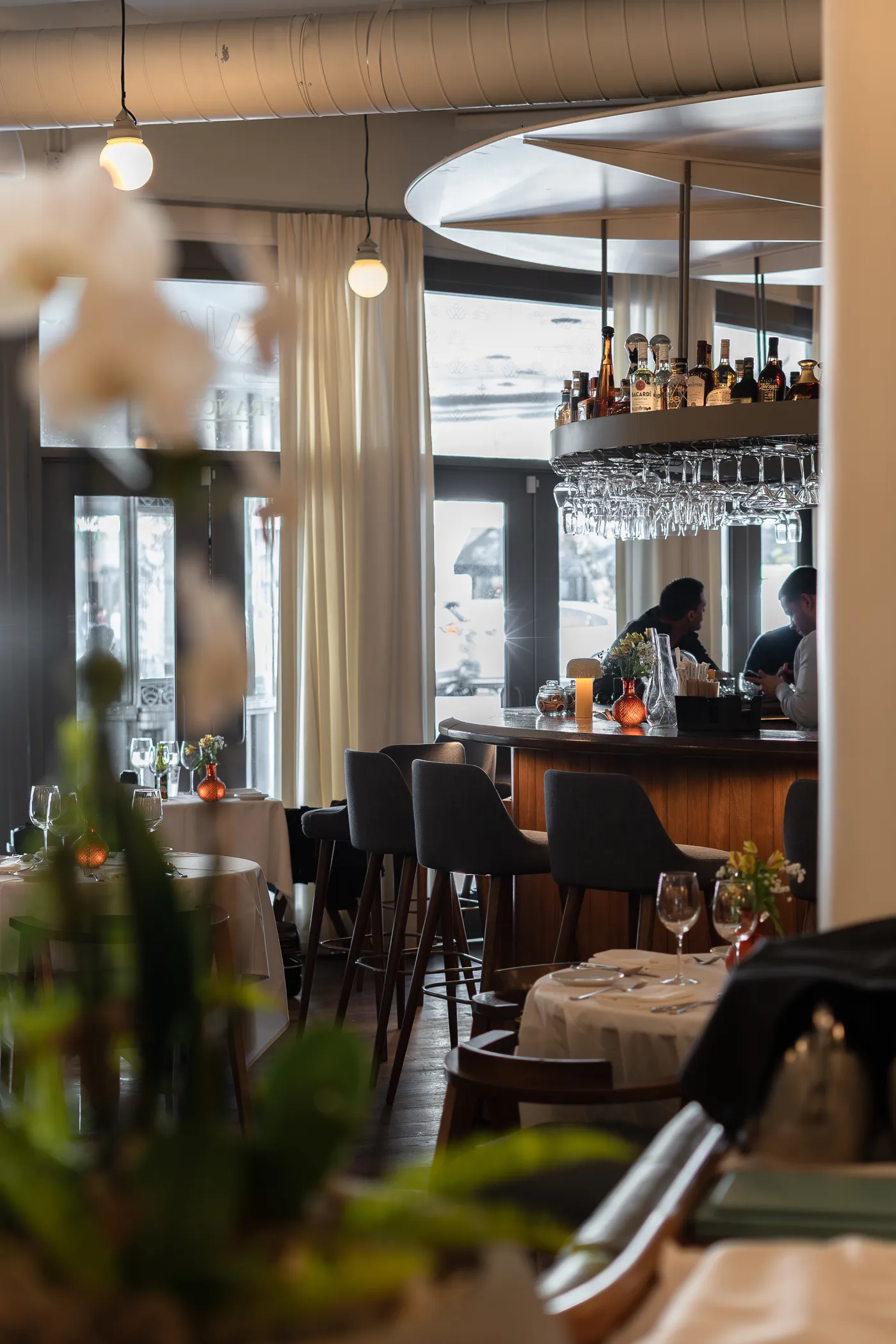 The bar with hanging glassware