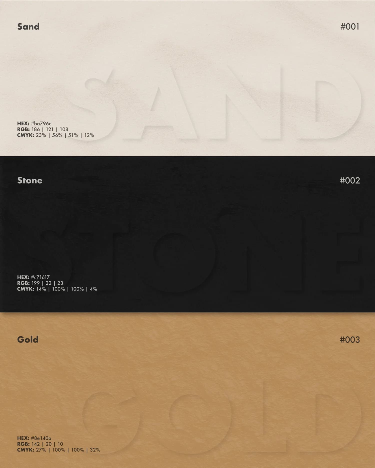 Playa colour palette — sand, stone and gold