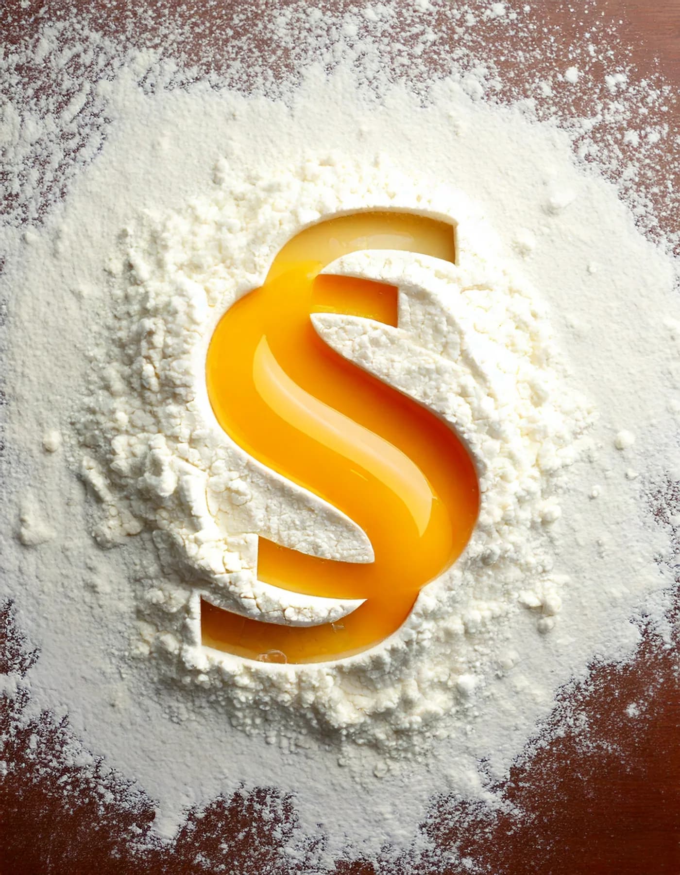 AI-generated image of the Syrah monogram formed in flour