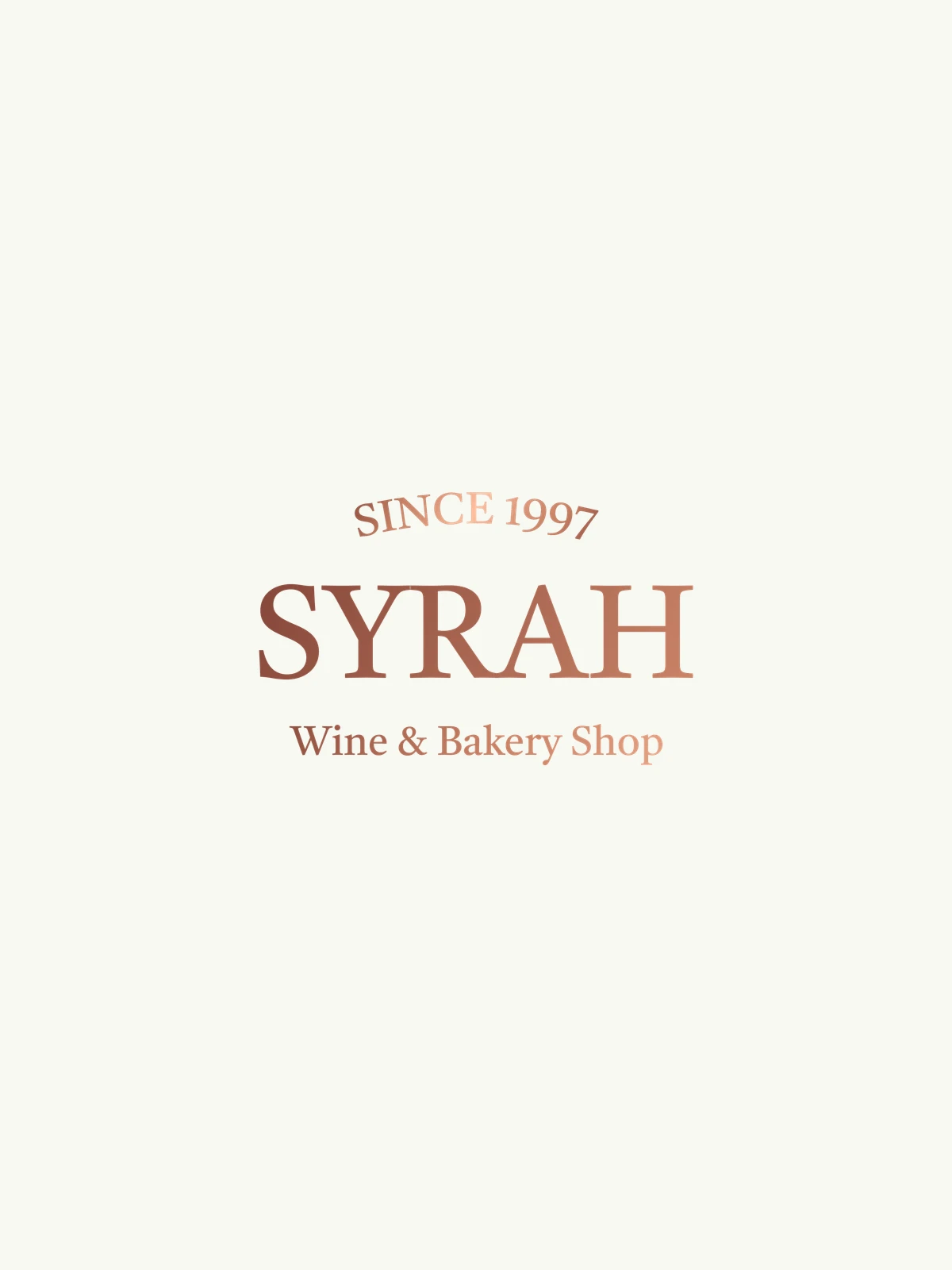 Syrah primary logo in copper on Concrete