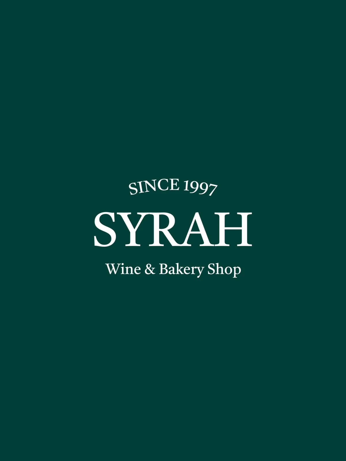 Syrah logo reversed in white on Grape green