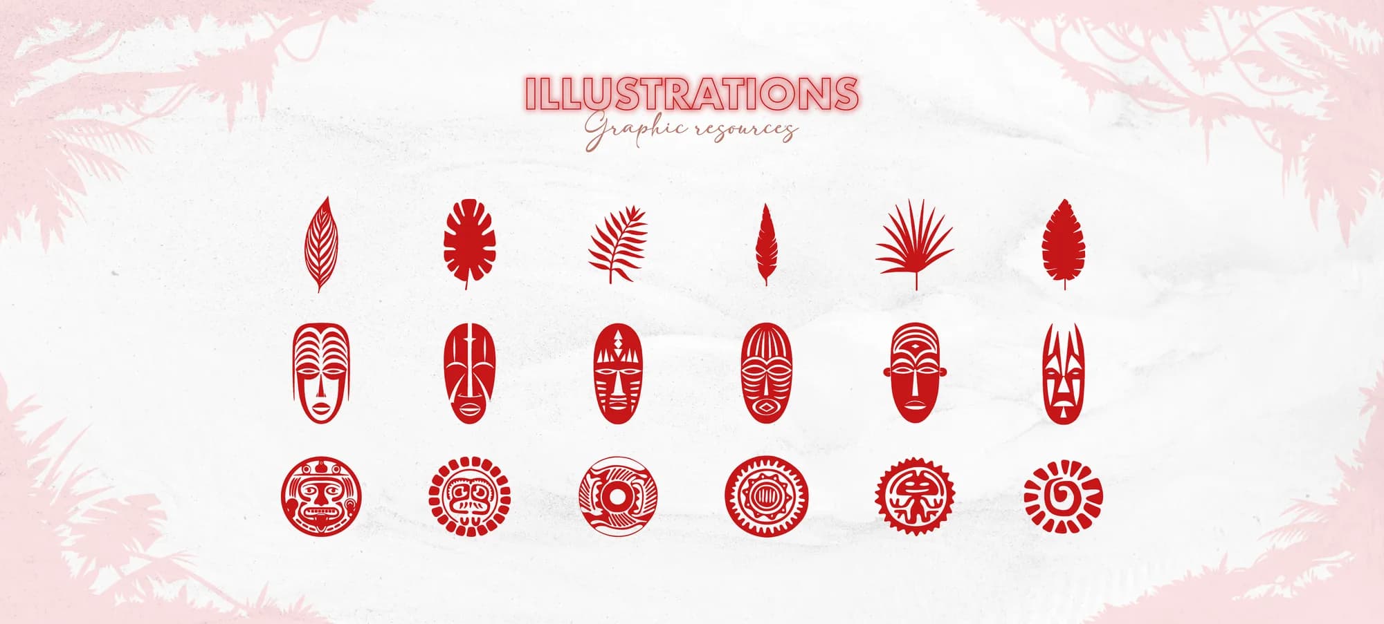 Tribal-mask illustrations and graphic resources