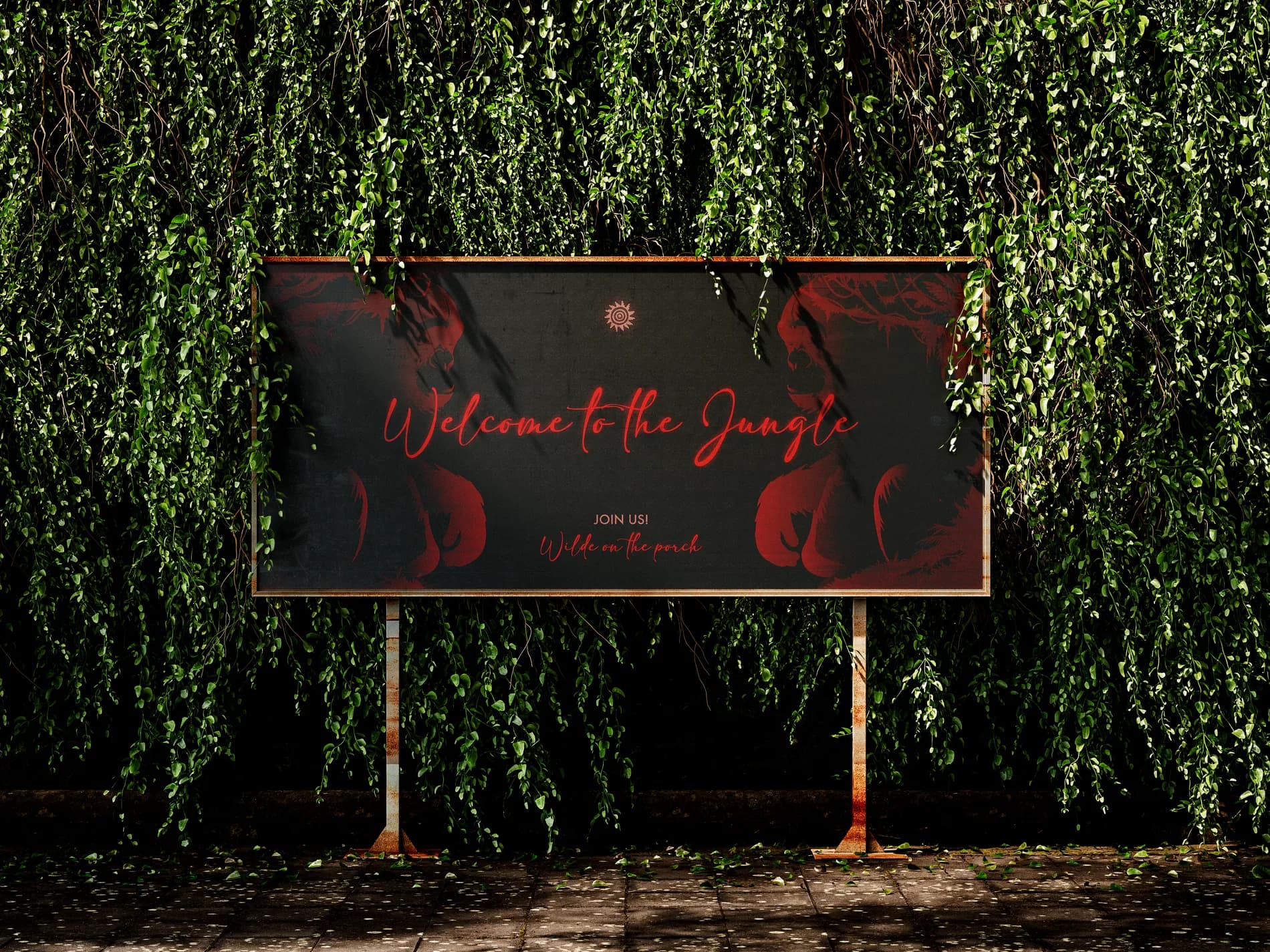 "Welcome to the Jungle" outdoor menu board
