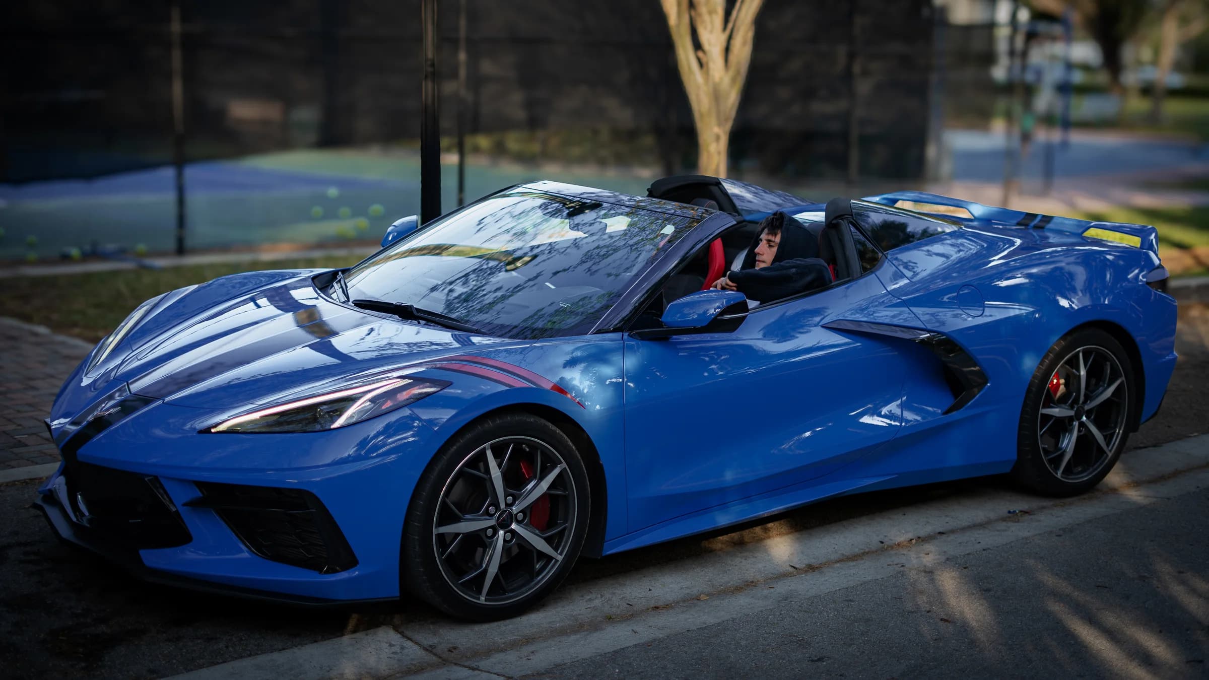 Corvette Stingray convertible — top-down front three-quarter, top down