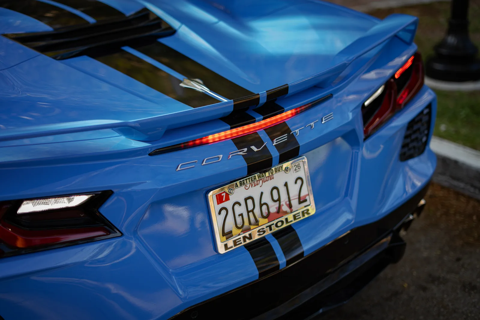 Corvette Stingray — rear with twin racing stripes and Stingray badging