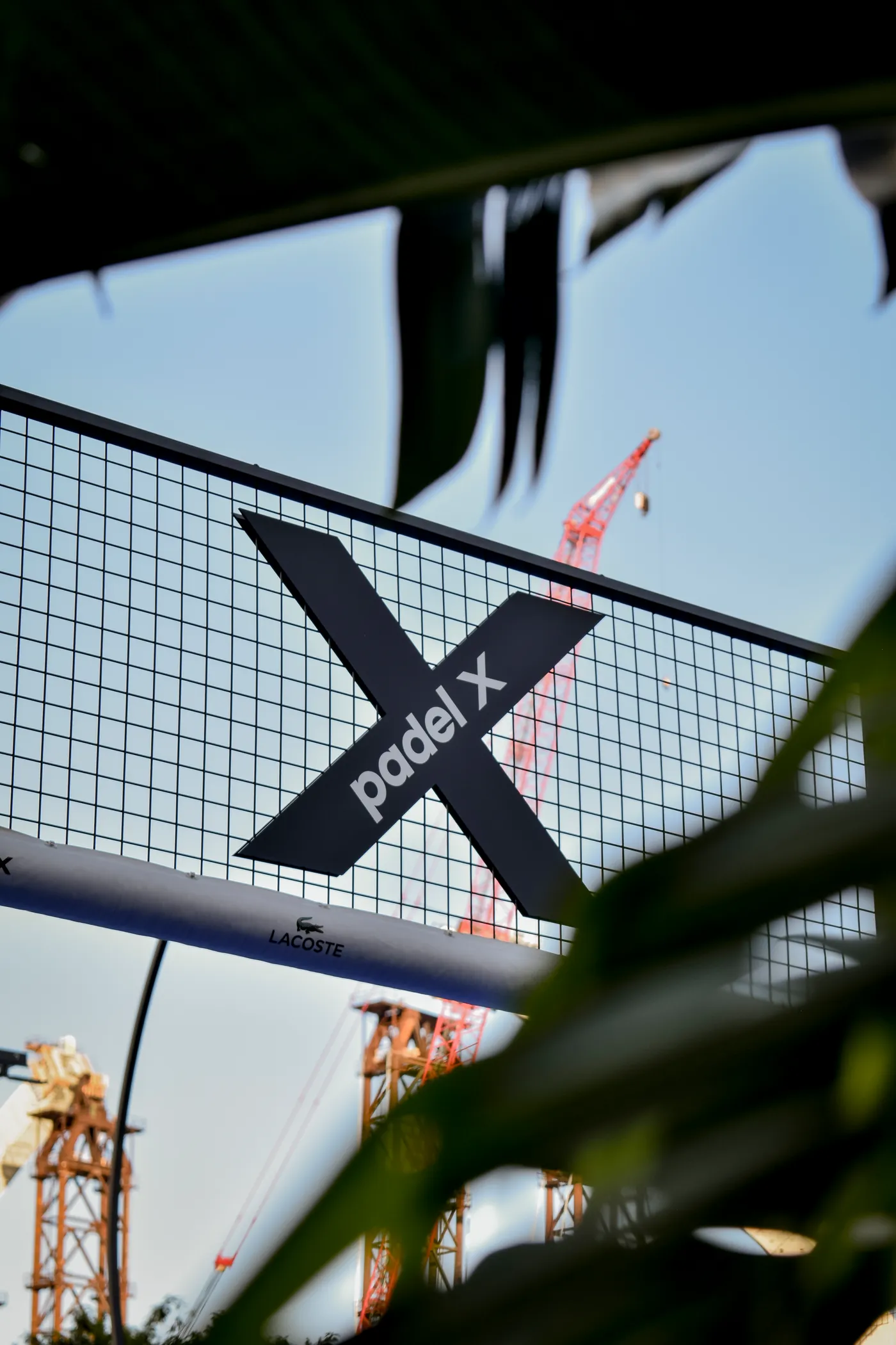 The Padel X mark framed through the planting