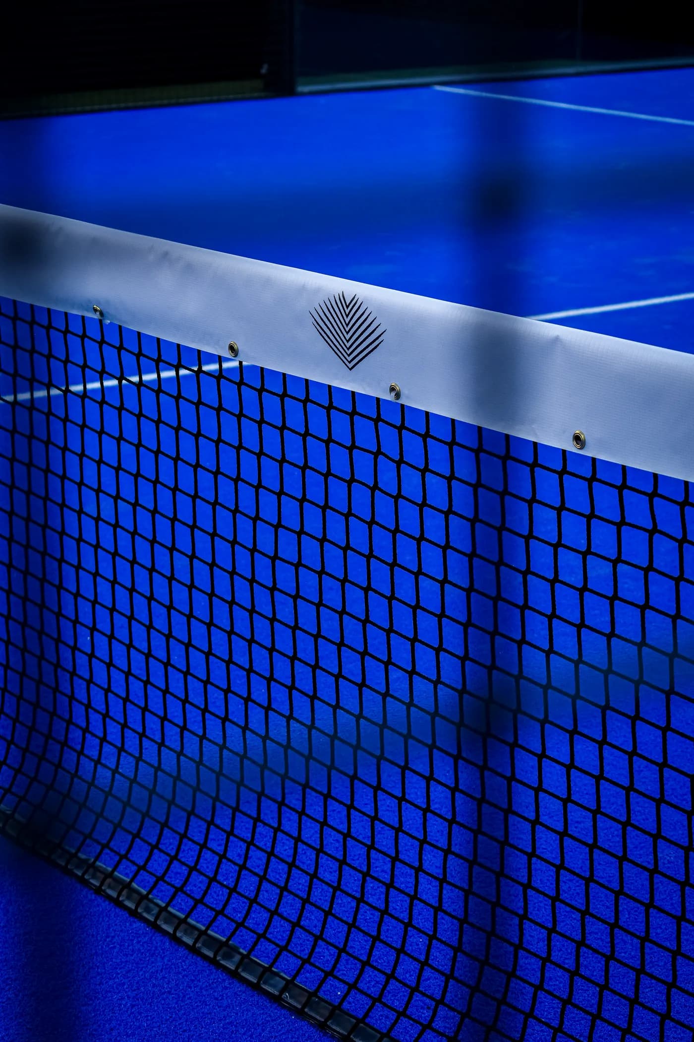 The net and court surface in detail