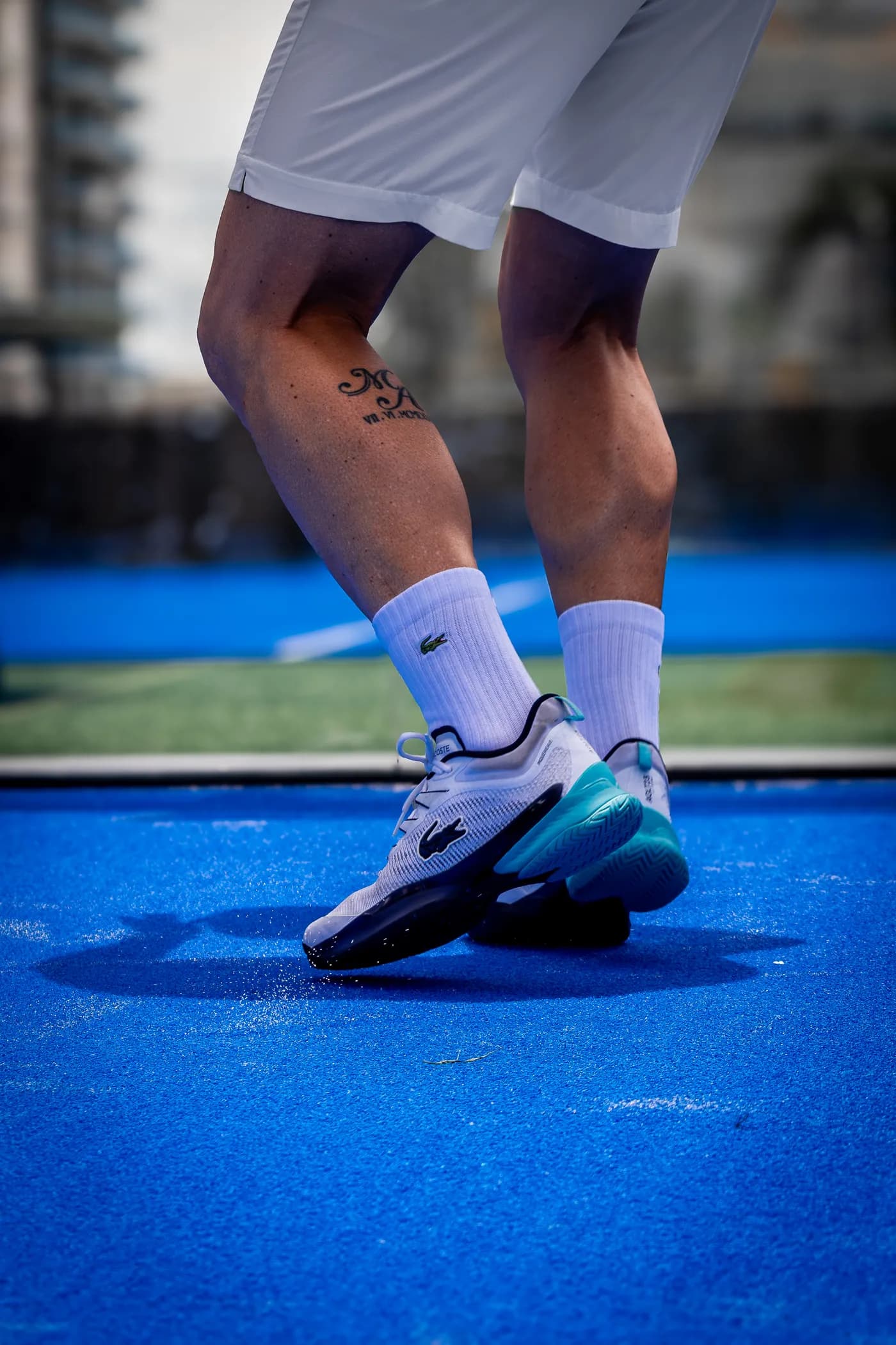 Footwork on the blue surface