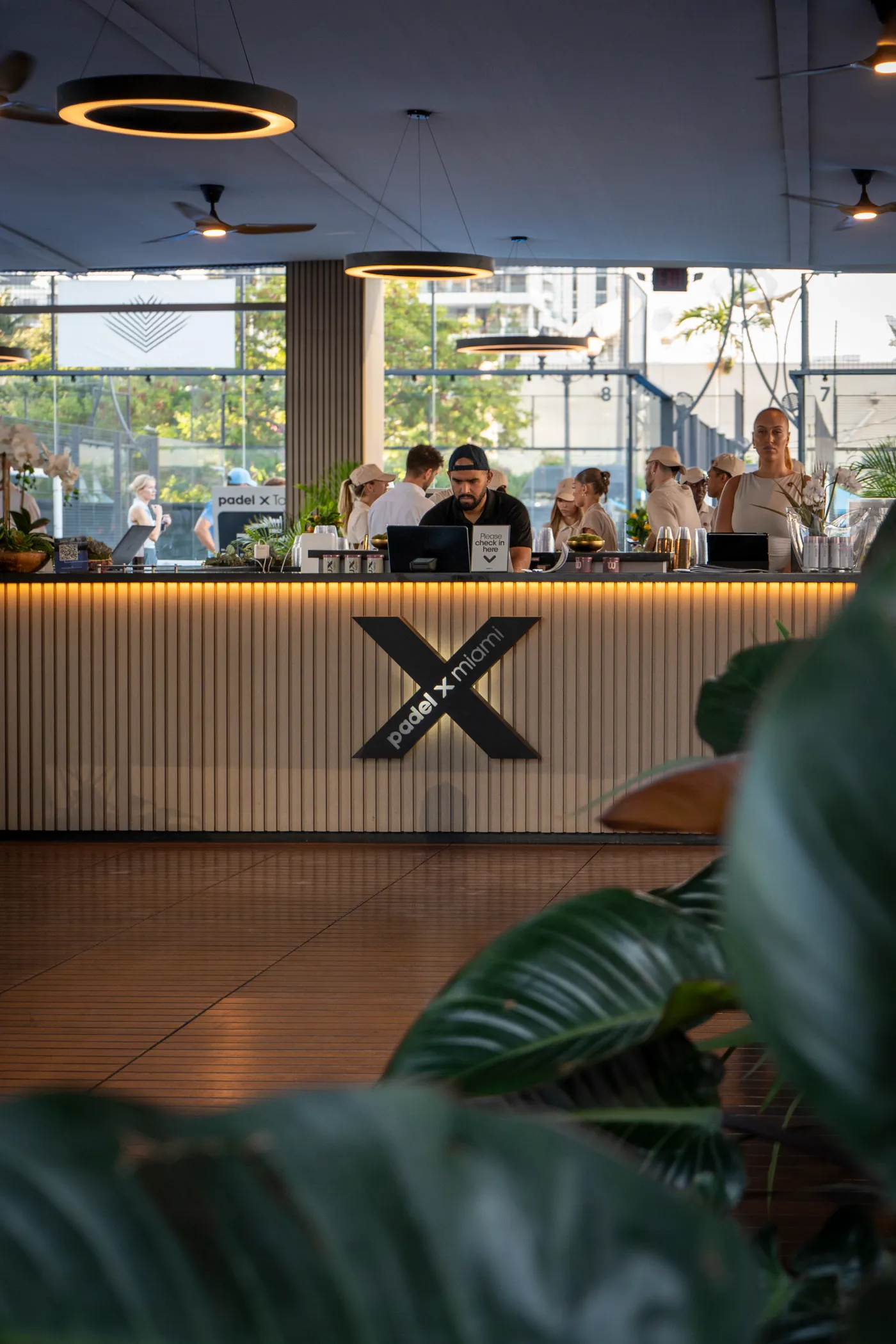 The clubhouse bar seen through the planting